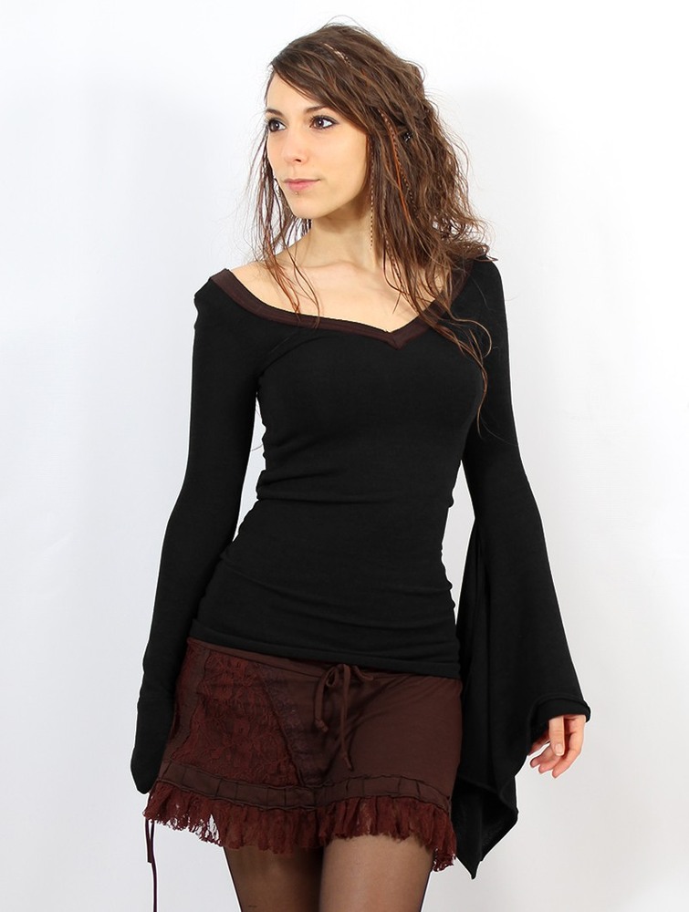 Black and brown Women Toonzshop Eo-kimö Flared Sleeve Sweater Sweater | FBVJCLK-31