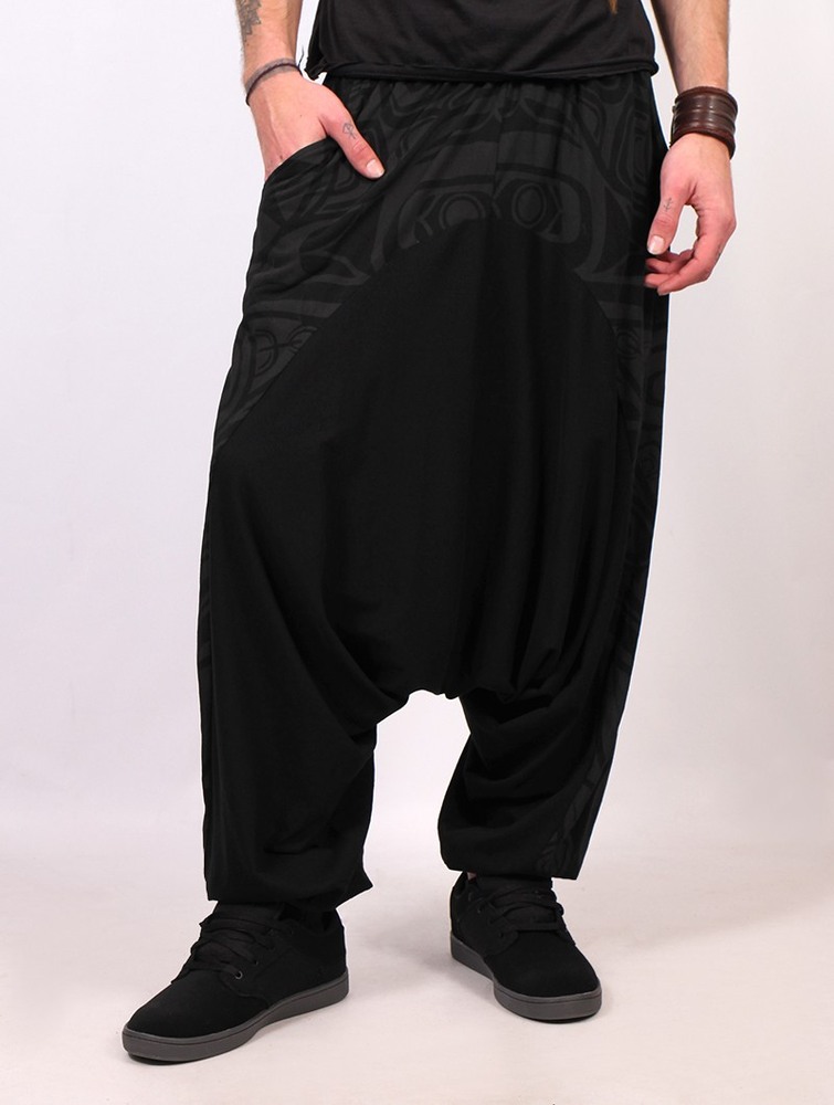 Black and grey Men Toonzshop Jinn Aladin Haida Gender Neutral Harem Pants Pants | GJEXAIN-04