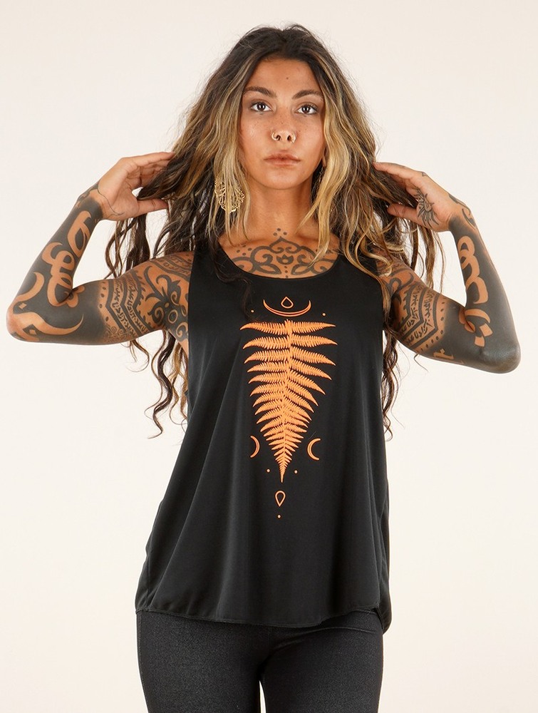 Black and orange Women Toonzshop Shartiva Printed Tank Top Tank Top | CPKJBHX-51