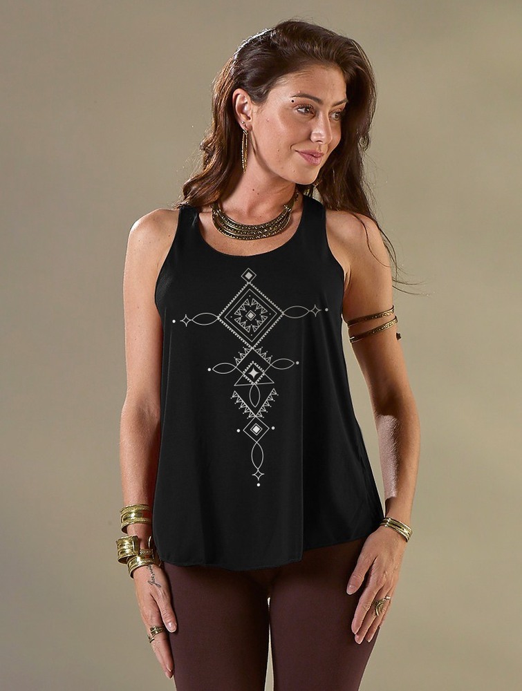 Black and silver Women Toonzshop Luunja Printed Tank Top Tank Top | ABKQNSL-15