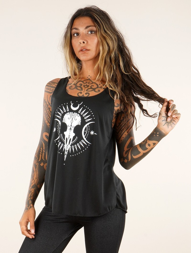 Black and white Women Toonzshop Ridaloo Printed Tank Top Tank Top | BAPLRJT-36