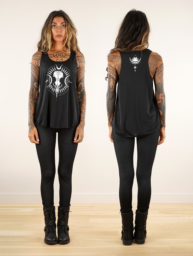 Black and white Women Toonzshop Ridaloo Printed Tank Top Tank Top | BAPLRJT-36