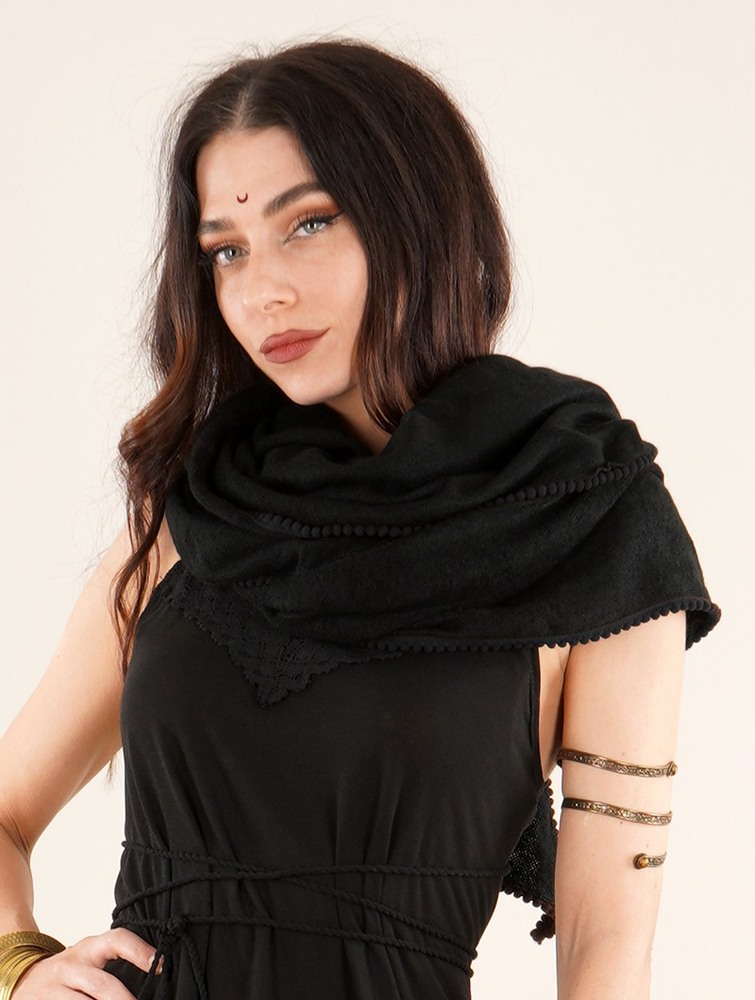 Black with black edging Women Toonzshop Zahïoo Shawl-scarf Scarf | TSGDNVQ-35