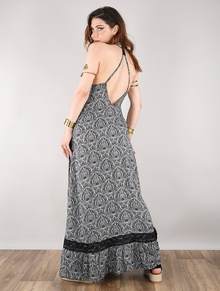 Black with floral patterns Women Toonzshop Gaia Long Dress Dress | YGLAJSP-63