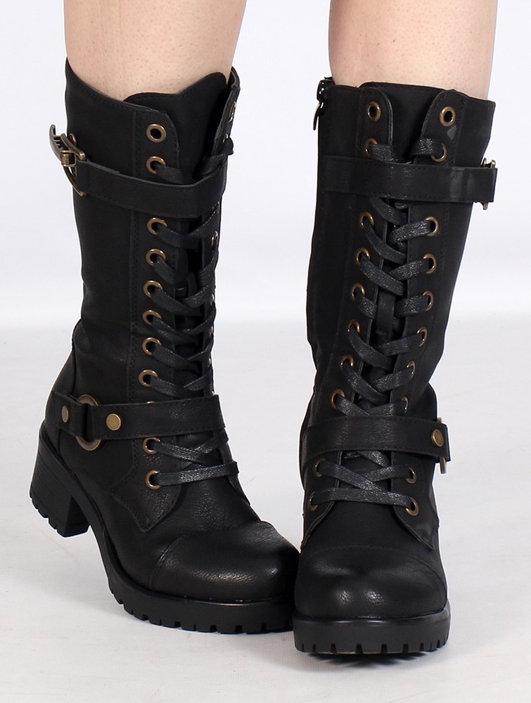 Black with gold accessories Women Toonzshop Dezba High Boots Boots | XGORTSF-46