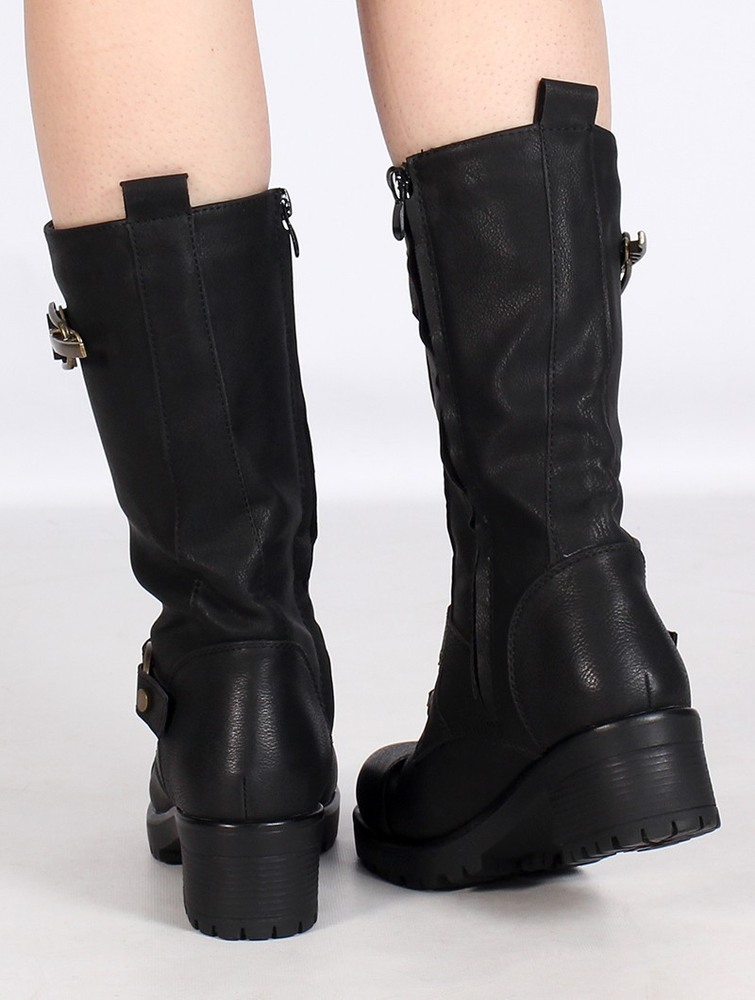 Black with gold accessories Women Toonzshop Dezba High Boots Boots | XGORTSF-46