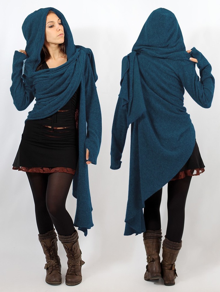 Blue Women Toonzshop Danaeriz Long Sleeve Hooded Shawl Cardigan Cardigan | NMOQBUR-91