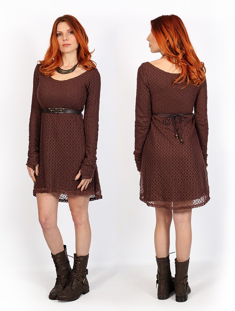 Brown Women Toonzshop Alchemÿa Crochet Lining Dress Dress | VUCFMWD-70