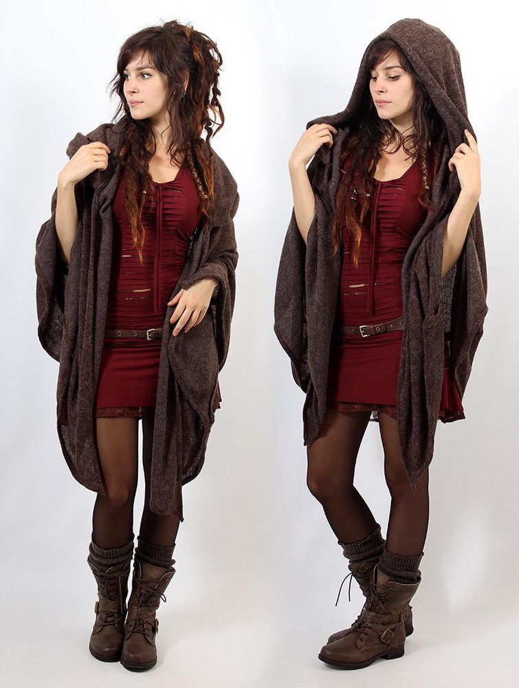 Brown Women Toonzshop Danae Hooded Cape Ponchos | RLJXOAY-57