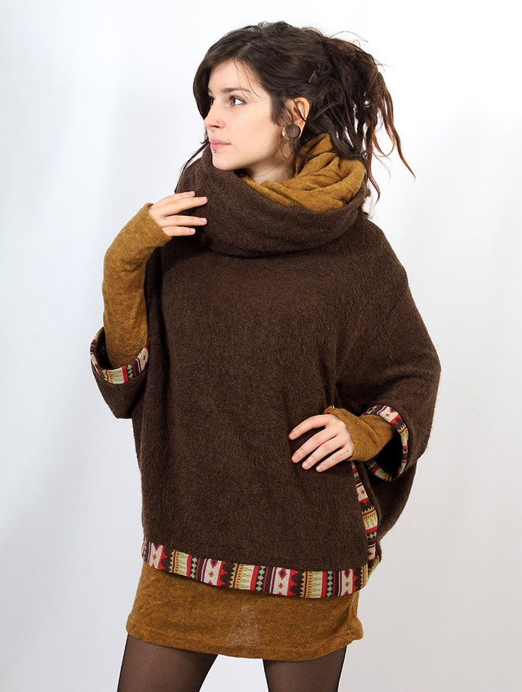 Brown Women Toonzshop Natcha Poncho Ponchos | HUWPZBQ-34