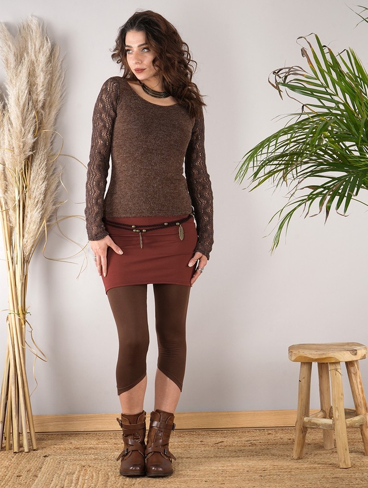 Brown Women Toonzshop Oroshï Crochet Sleeve Sweater Sweater | OIATBWS-56