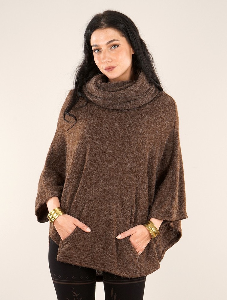 Brown Women Toonzshop Taraka Poncho Ponchos | FKDGPZS-80