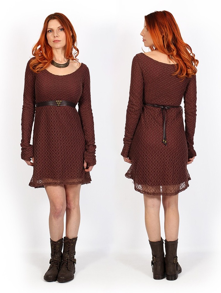 Brown & wine Women Toonzshop Alchemÿa Crochet Lining Dress Dress | DBZOWPV-35