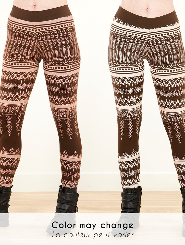 Brown and beige Women Toonzshop Rinjidef Aztec Printed Long Leggings Leggings | XCGOUEZ-89