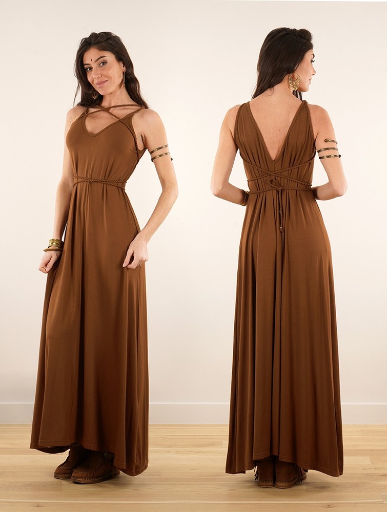 Caramel Women Toonzshop Lazüli Loose And Reversible Strappy Long Dress Dress | QVWCEOY-21