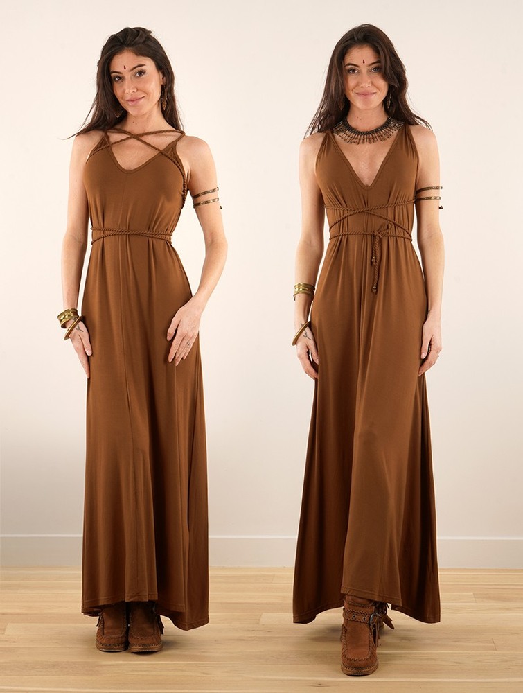 Caramel Women Toonzshop Lazüli Loose And Reversible Strappy Long Dress Dress | QVWCEOY-21