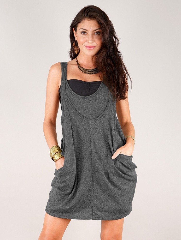 Dark grey Women Toonzshop Palani Sleeveless Tunic Tops | GVOIZYE-54