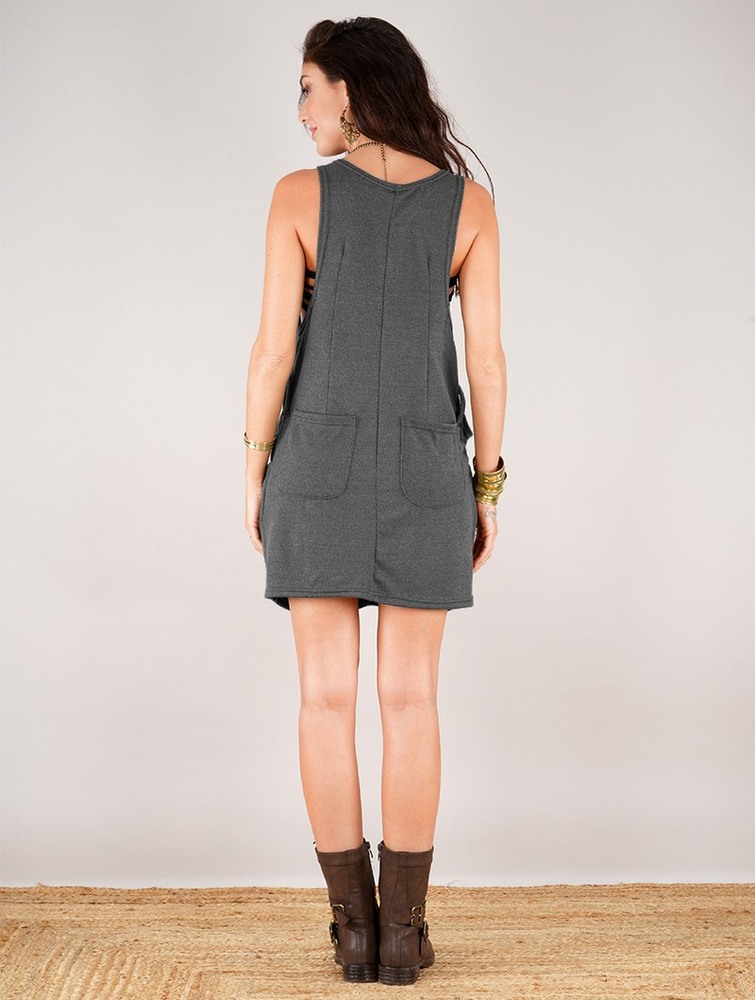 Dark grey Women Toonzshop Palani Sleeveless Tunic Tops | GVOIZYE-54