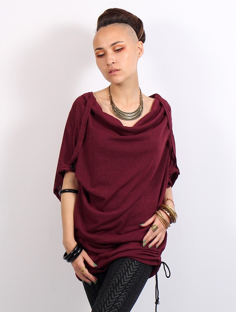 Dark red Women Toonzshop Mandlu Tunic Top Tops | ORUIFWN-09