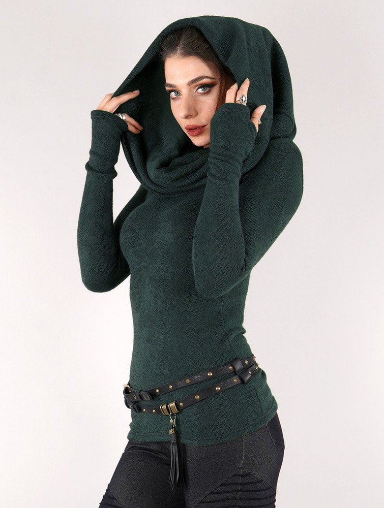 Darkteal Women Toonzshop Mantra Big Collar Sweater Sweater | DFEIJAU-85