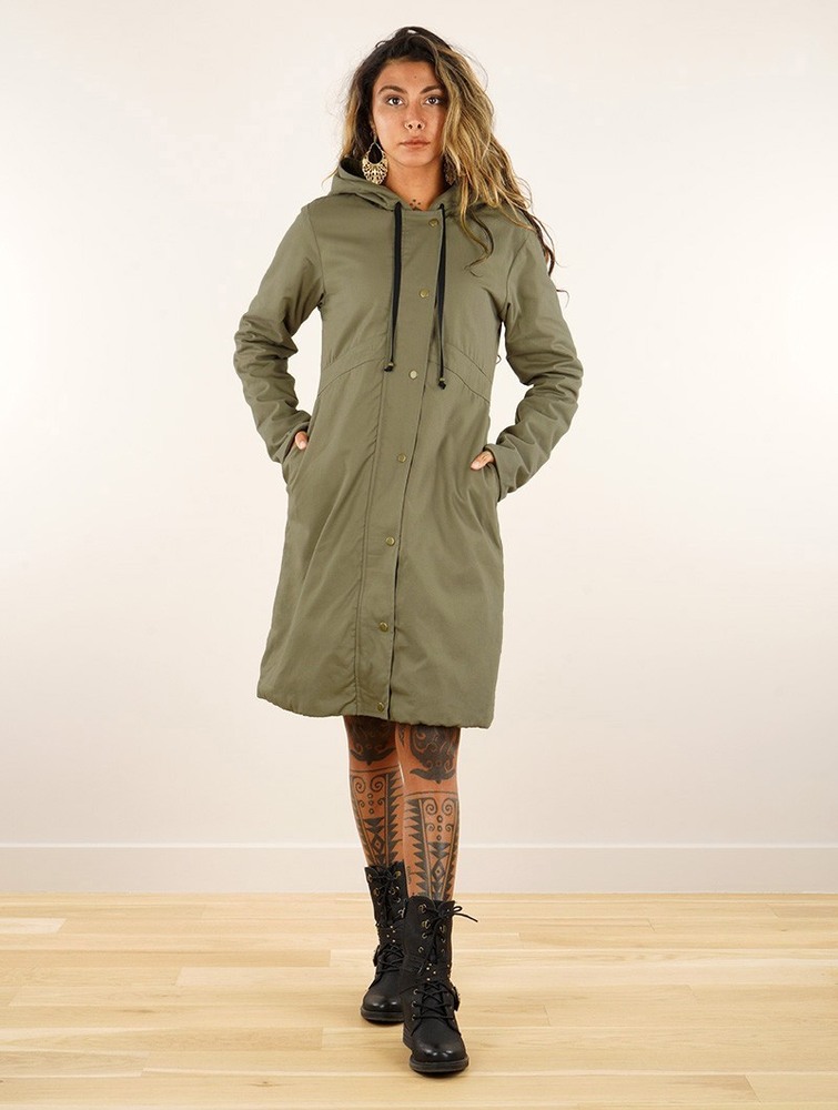 Khaki Women Toonzshop Ase Long Hooded Coat Coats | AIYMEGX-05