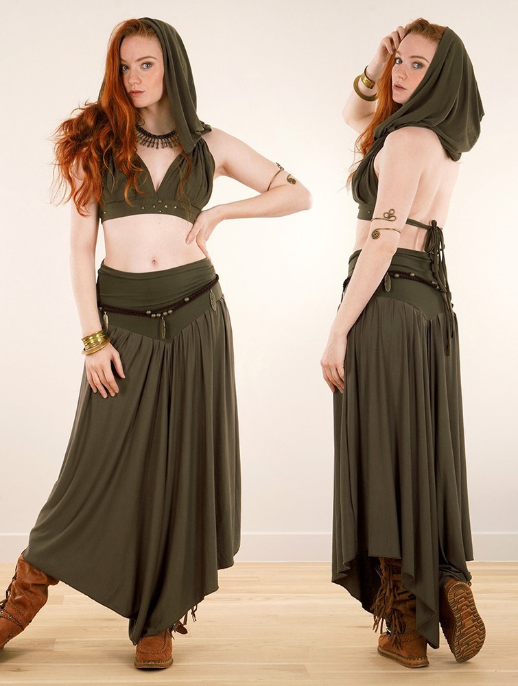 Khaki Women Toonzshop Shojo Skirted Harem Pant 2in1 Dress Dress | TYHDVOL-85