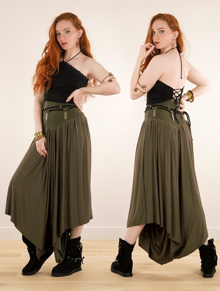 Khaki Women Toonzshop Shojo Skirted Harem Pant 2in1 Dress Dress | TYHDVOL-85