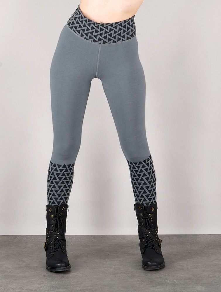 Light grey Women Toonzshop Tetris Printed Long Leggings Leggings | TJXWQRA-70