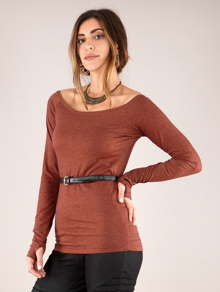 Mottled sienna Women Toonzshop Saädiya Long Sleeve Top Tops | NOGFTYX-45