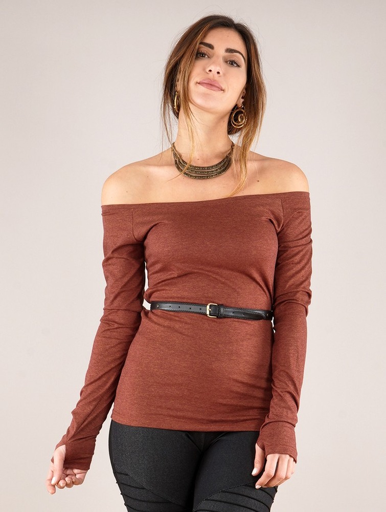 Mottled sienna Women Toonzshop Saädiya Long Sleeve Top Tops | NOGFTYX-45