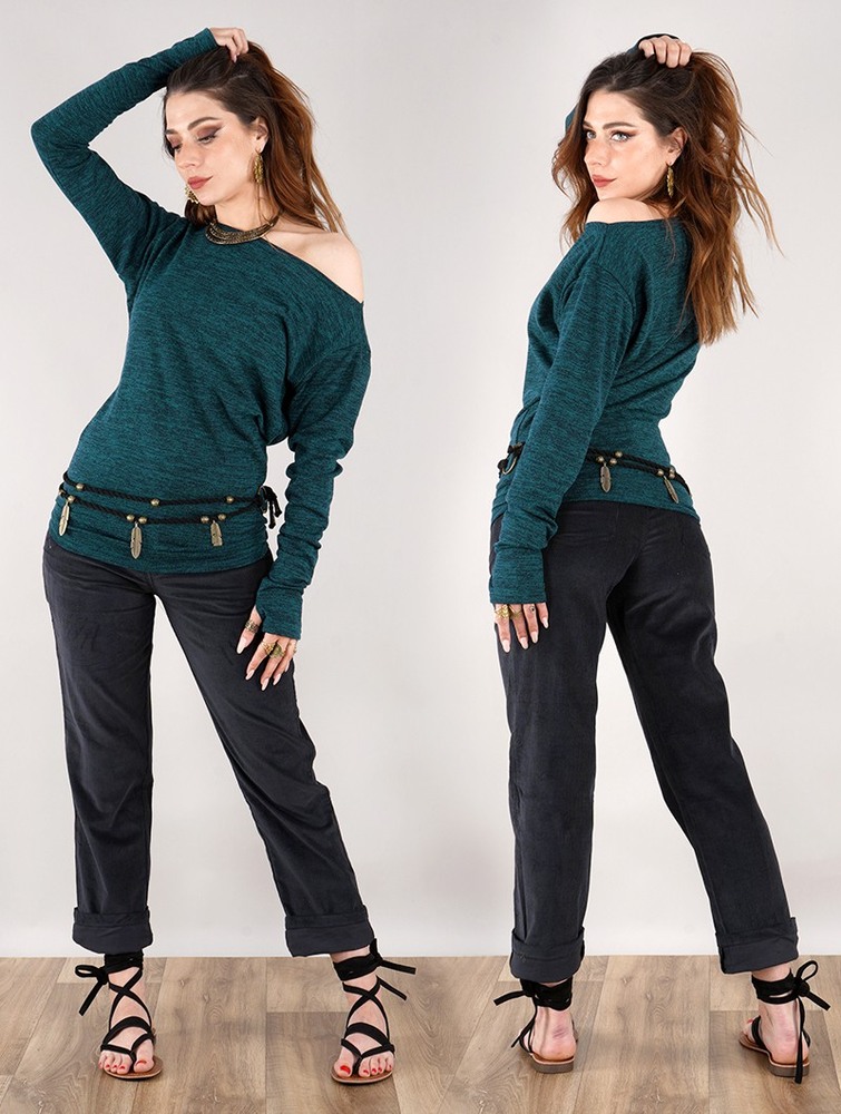 Mottled teal blue Women Toonzshop Kayäaz Batwing Sleeve Sweater Sweater | PGUCJSL-41