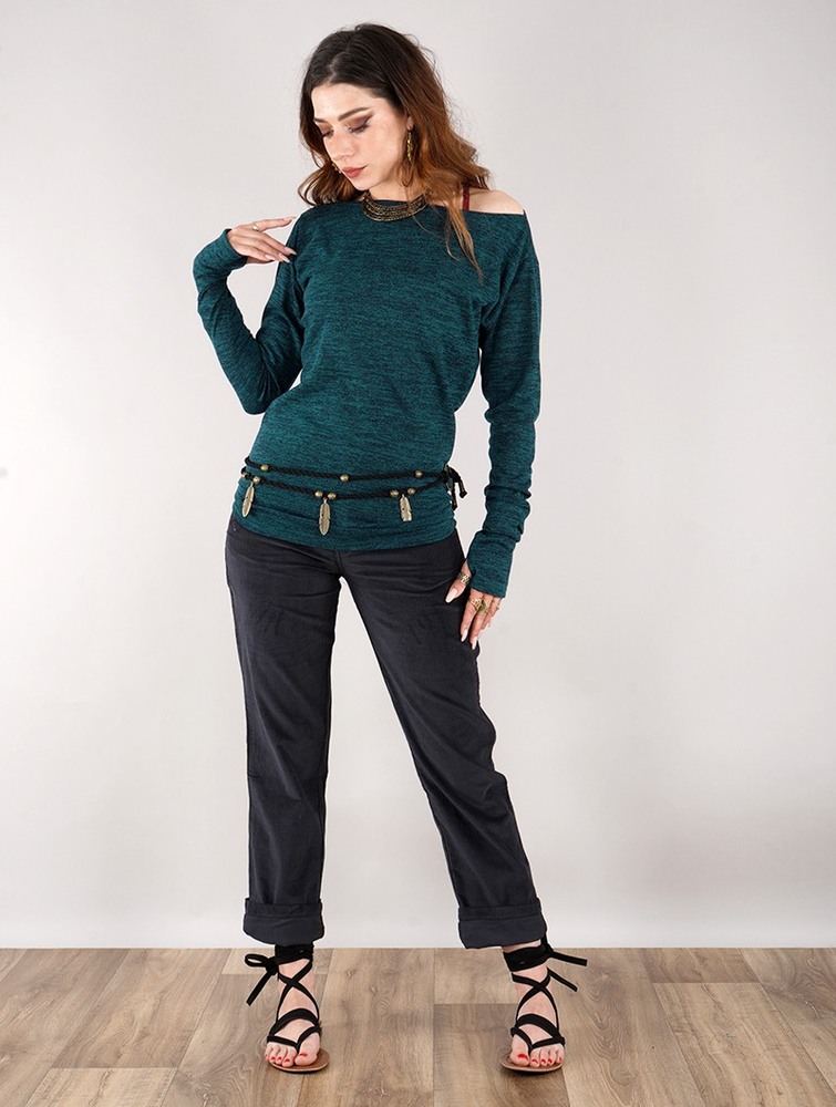 Mottled teal blue Women Toonzshop Kayäaz Batwing Sleeve Sweater Sweater | PGUCJSL-41