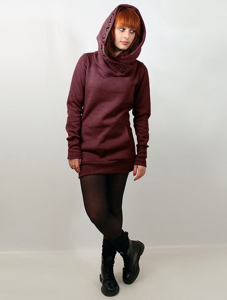 Mottled wine Women Toonzshop Lovely Reaper Long Hoodie Hoodie | JNQCVRB-09