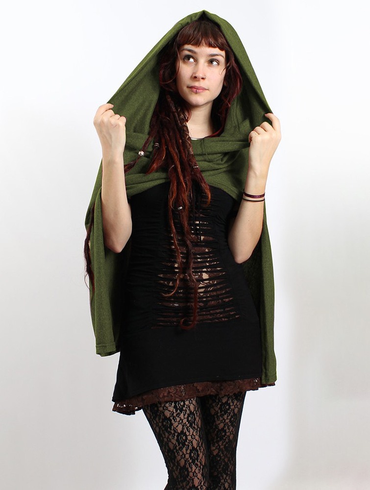 Olive Women Toonzshop Magik Hooded Cape Ponchos | XGDTNES-56