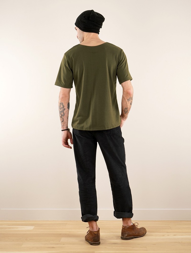 Olive green Men Toonzshop Legolas T-shirt With Mao Collar T-Shirt | DBTOISW-60