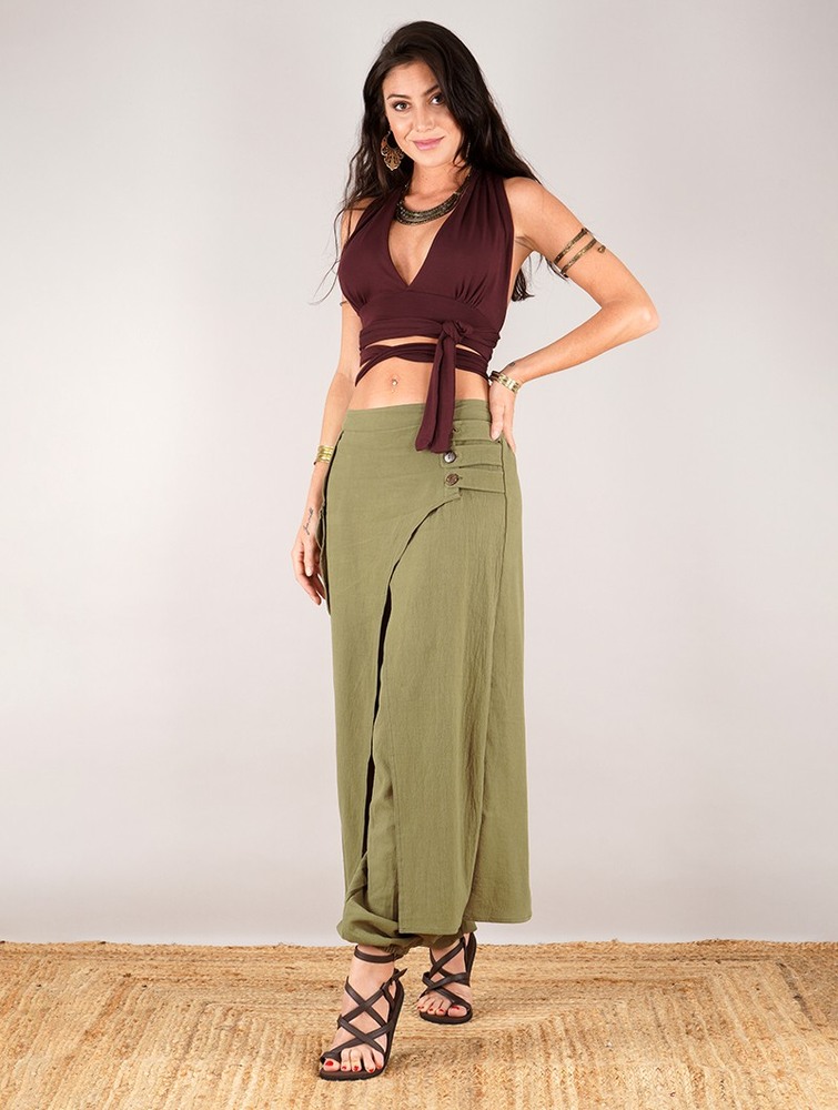 Olive green Women Toonzshop Wanda Harem Skirt Pants Skirt | SZTBHEU-06