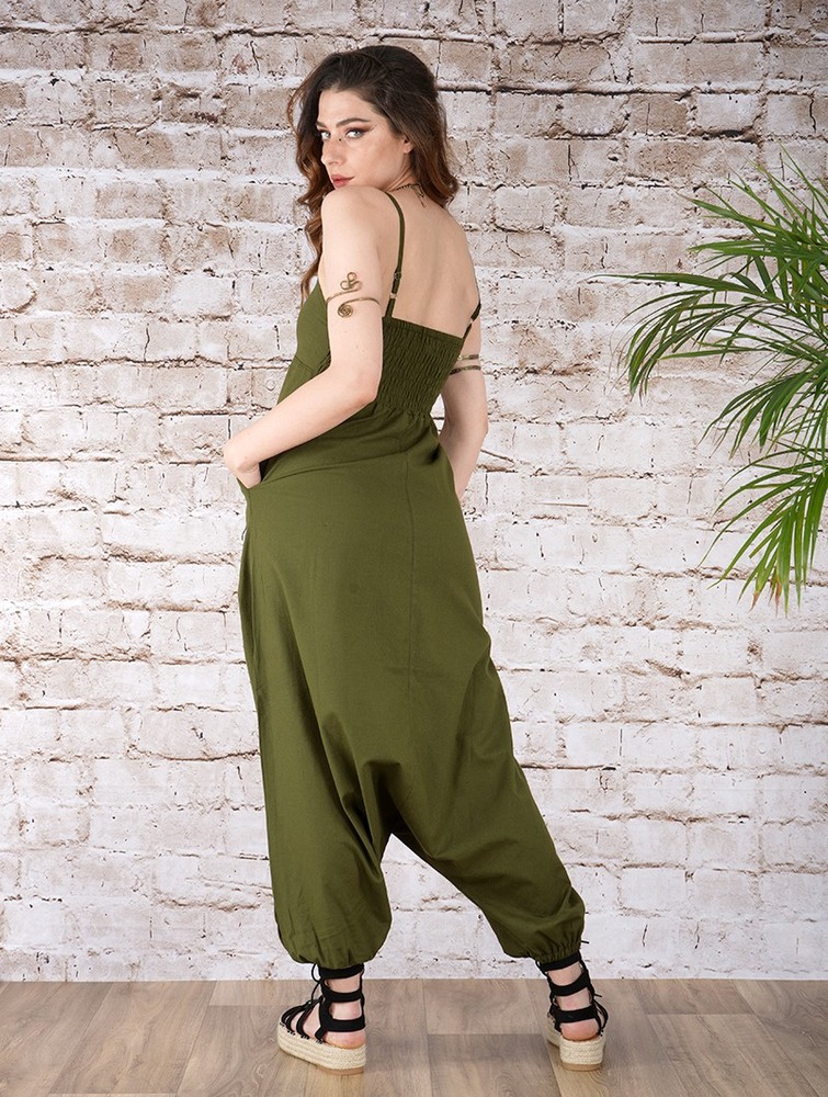 Olive green Women Toonzshop Yahnaa Harem Pant Overalls Pants | PRKZVLX-26