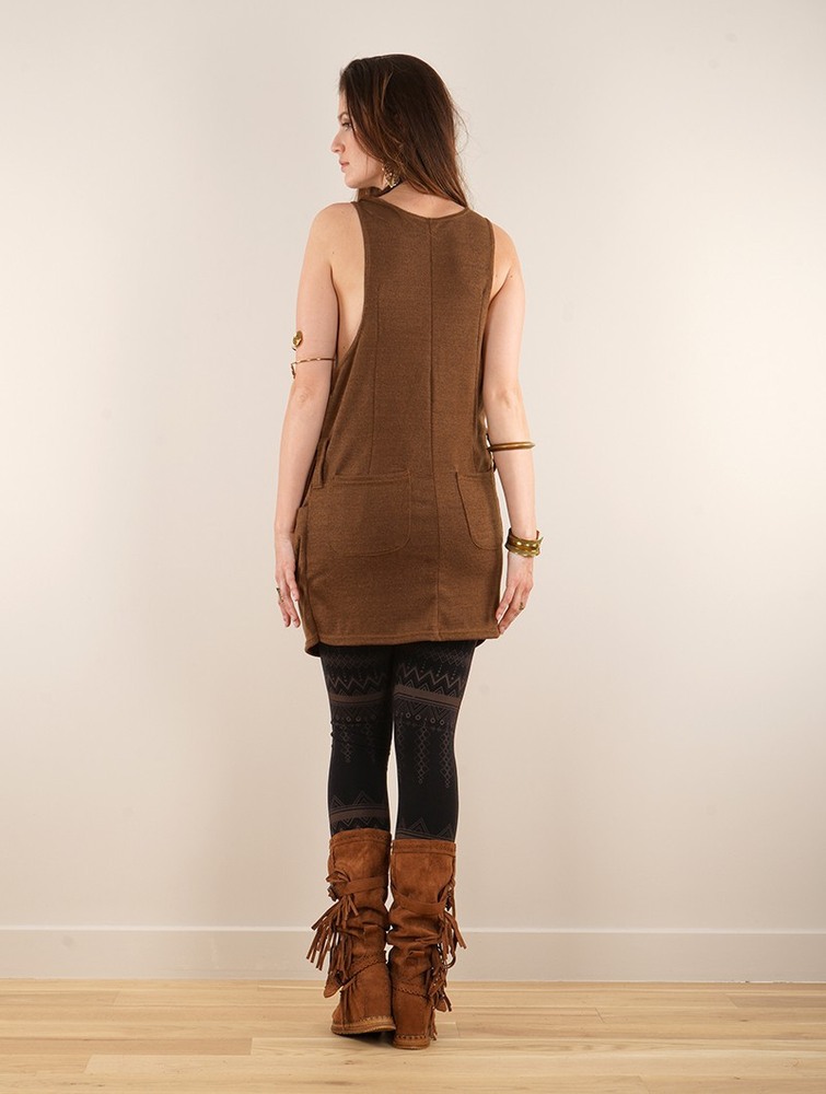 Orange brown Women Toonzshop Palani Sleeveless Tunic Tops | MNOEQTC-28