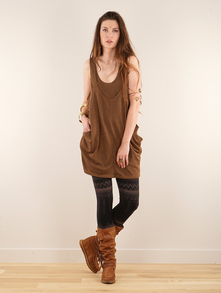 Orange brown Women Toonzshop Palani Sleeveless Tunic Tops | MNOEQTC-28