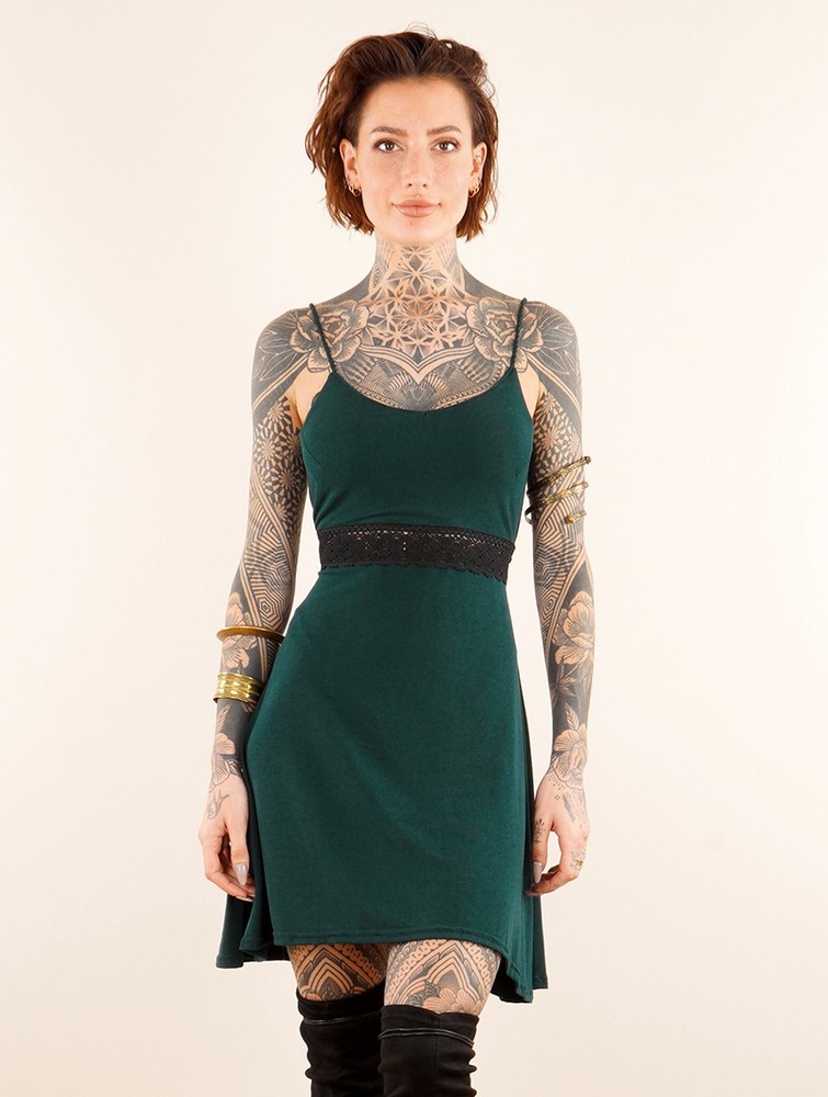 Peacock teal Women Toonzshop Düune Skater Dress With Crochet Dress | EJLKYWT-05