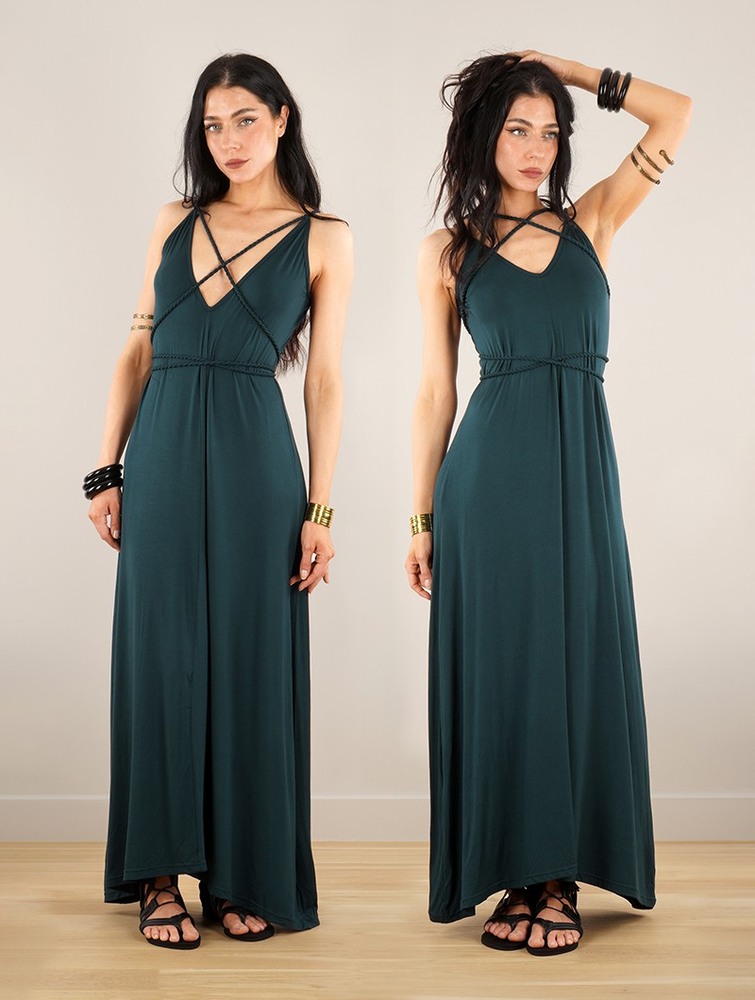 Peacock teal Women Toonzshop Lazüli Loose And Reversible Strappy Long Dress Dress | MEXWDZK-64