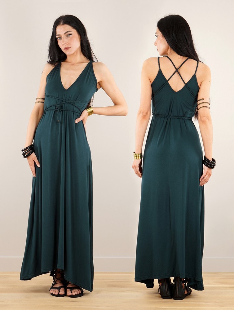 Peacock teal Women Toonzshop Lazüli Loose And Reversible Strappy Long Dress Dress | MEXWDZK-64