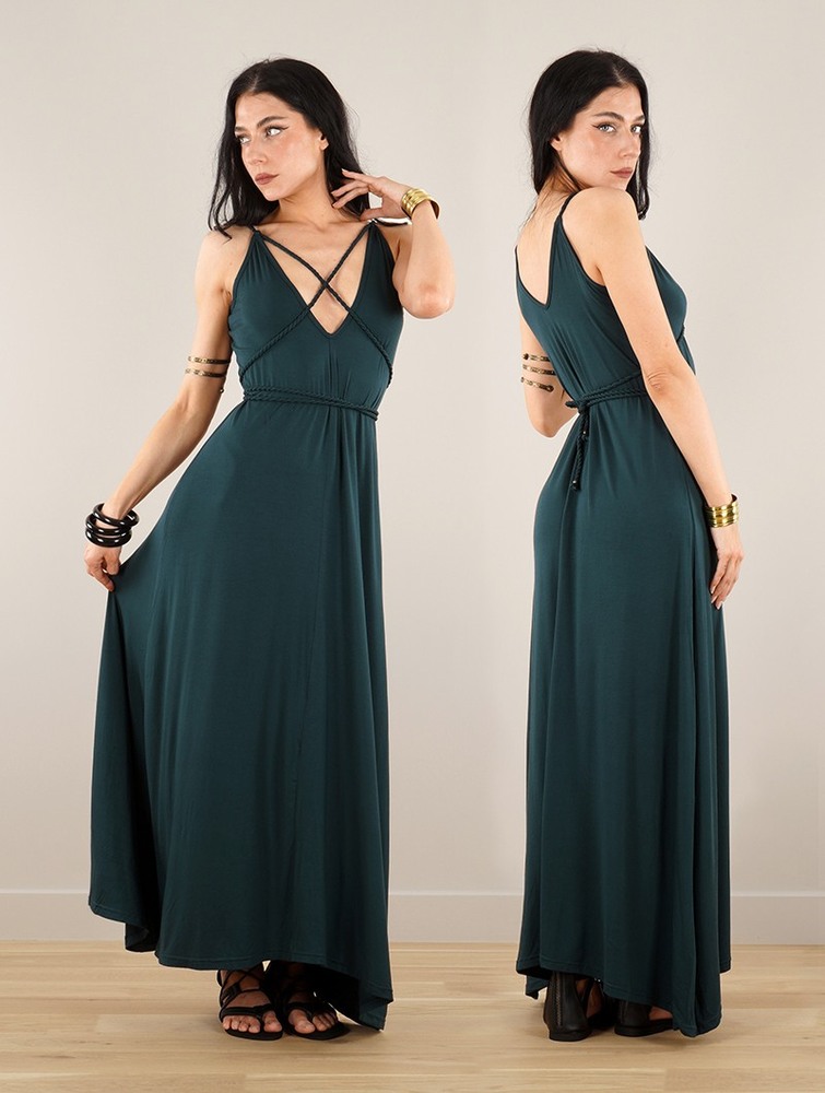 Peacock teal Women Toonzshop Lazüli Loose And Reversible Strappy Long Dress Dress | MEXWDZK-64