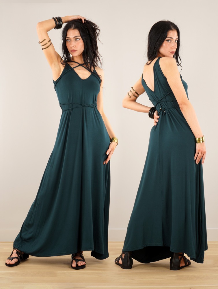 Peacock teal Women Toonzshop Lazüli Loose And Reversible Strappy Long Dress Dress | MEXWDZK-64