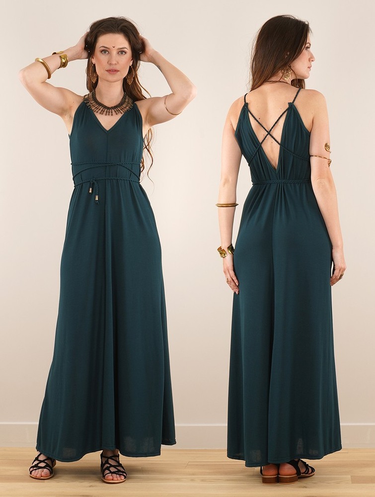 Peacock teal Women Toonzshop Lazüli Loose And Reversible Strappy Long Dress Dress | MEXWDZK-64