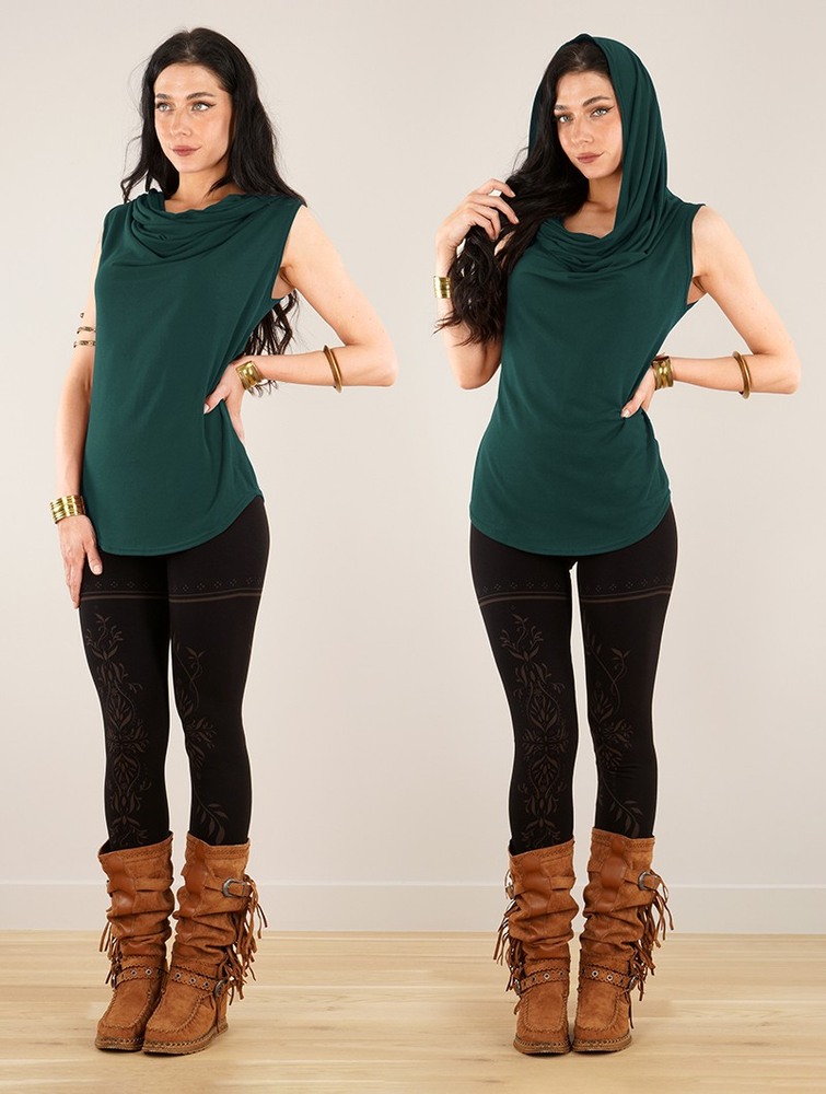 Peacock teal Women Toonzshop Nephilim Cowl Neck Sleeveless Top Tops | OCJPGIY-15