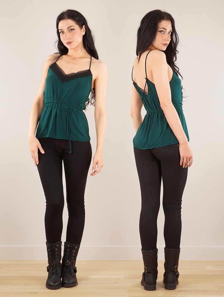 Peacock teal Women Toonzshop Topäaz Loose And Reversible Strappy Top Tops | EACVTZH-80