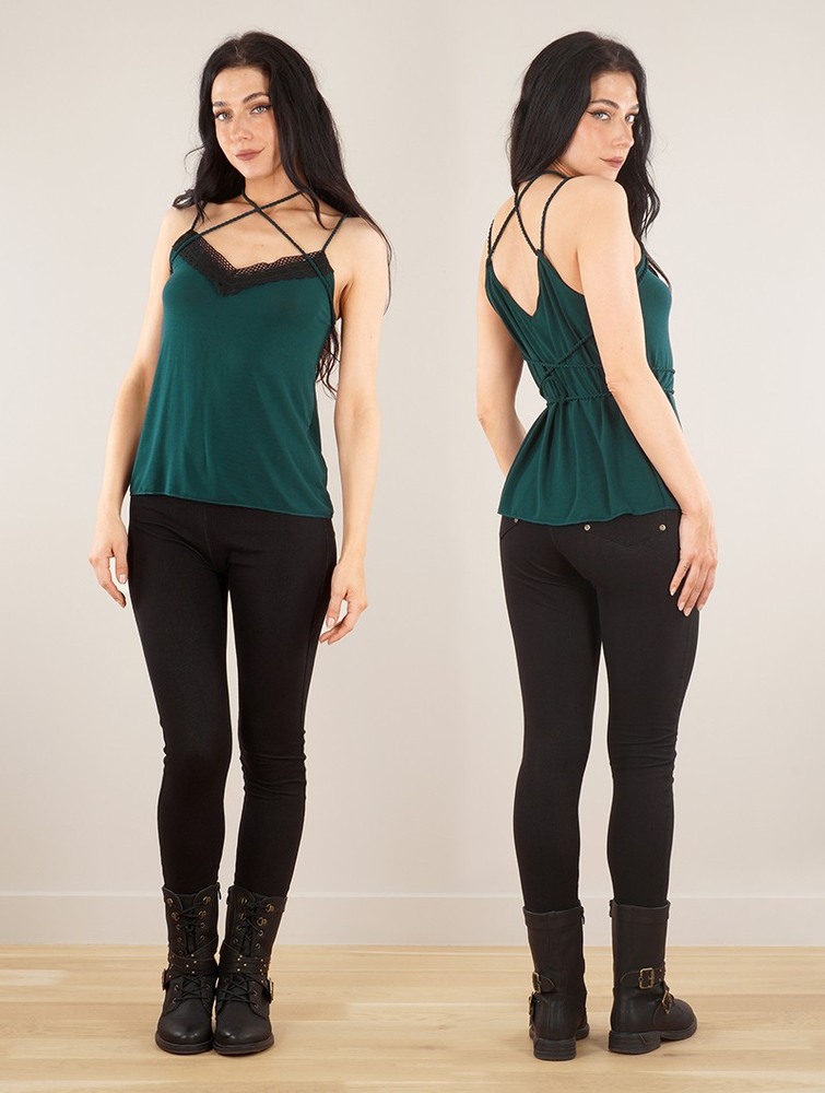 Peacock teal Women Toonzshop Topäaz Loose And Reversible Strappy Top Tops | EACVTZH-80