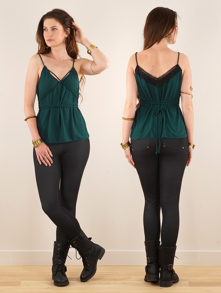 Peacock teal Women Toonzshop Topäaz Loose And Reversible Strappy Top Tops | EACVTZH-80