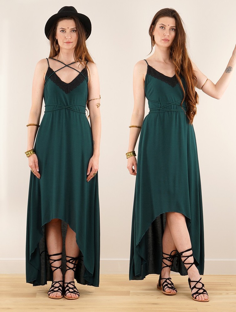 Peacock teal Women Toonzshop Topäaz Loose Strappy Long Dress Dress | KOGTSMW-97